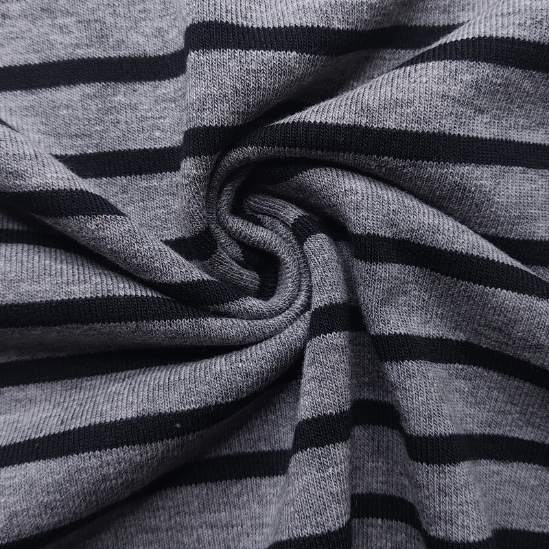 Soft 65% Polyester 35% Cotton Stripe Essential French Terry Hoodie Material Fabric