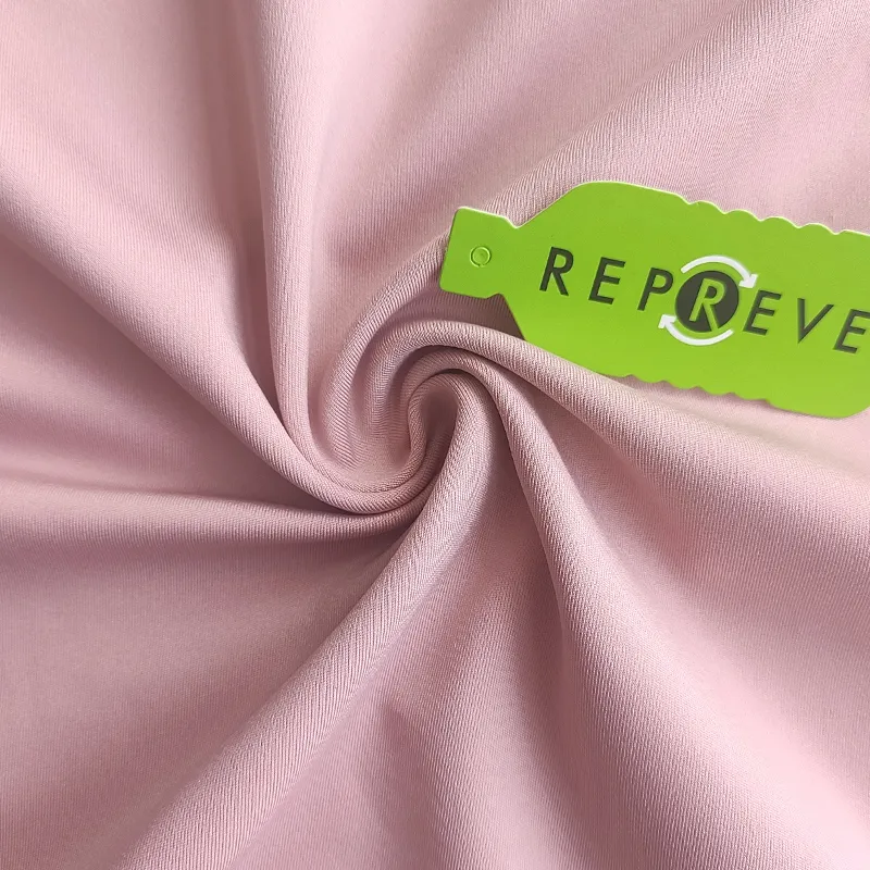 Repreve High Quality Micro Peach Knitted Recycled Pet Double Polyester Spandex Fabric for Yoga Wear Leggings